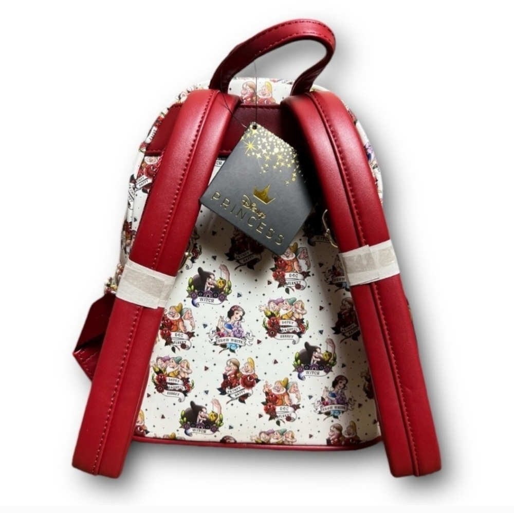 NWT LOUNGEFLY DISNEY PRINCESS Snow White Traditional Tattoo Print Mini Backpack - Picture 5 of 8